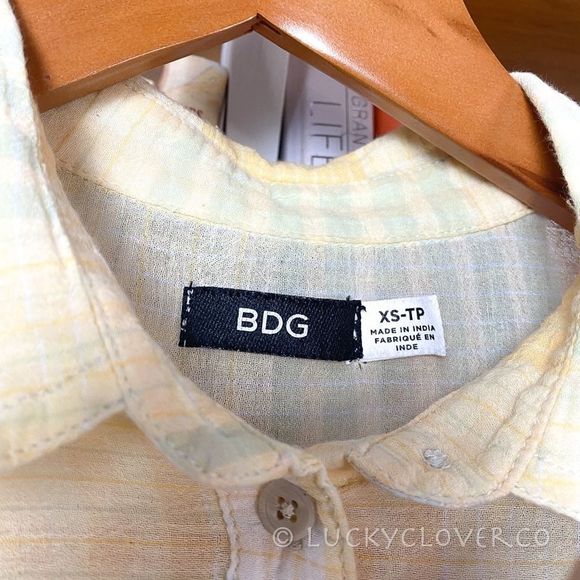 BDG Urban Outfitters Yellow Plaid Lightweight Button Up Shirt - Picture 3 of 6